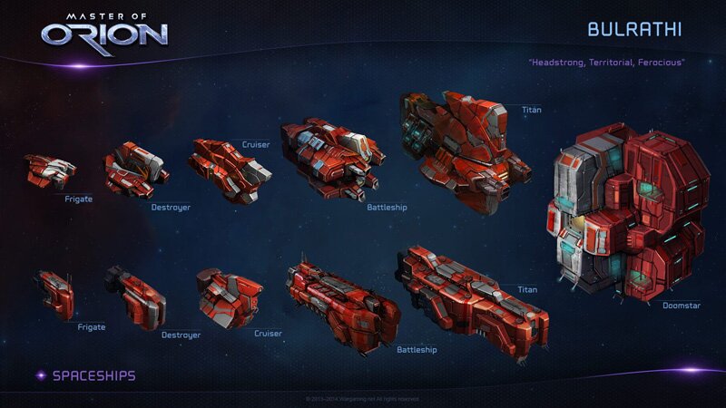 Линейка кораблей расы Булрати в игре